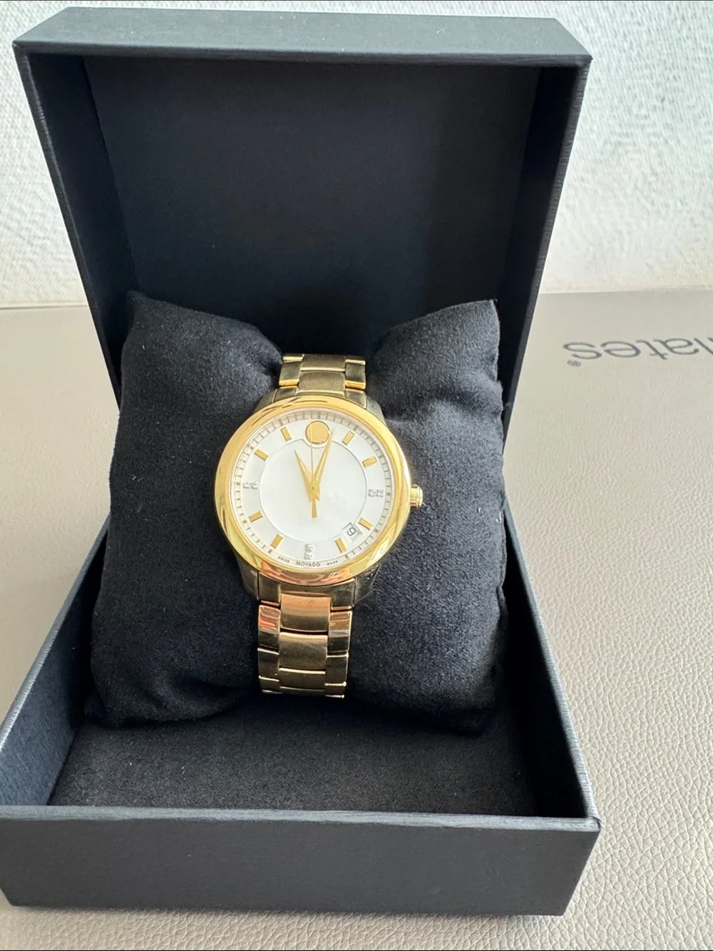 Movado Bellina Gold-Tone Women's Bracelet Watch with Mother of pearl Dial